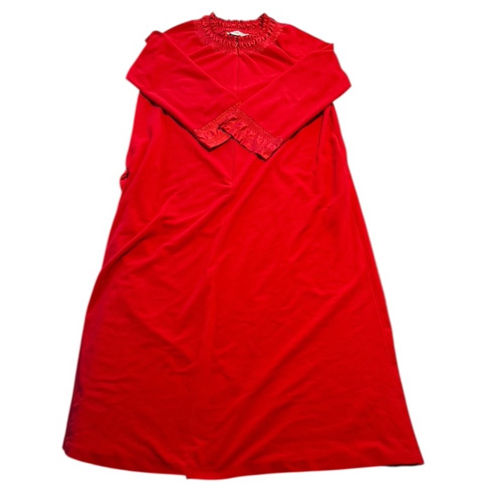 Vintage 70s Red Vanity Fair Lounge Maxi House Dress Sleepwear Large Traditional - Picture 14 of 16